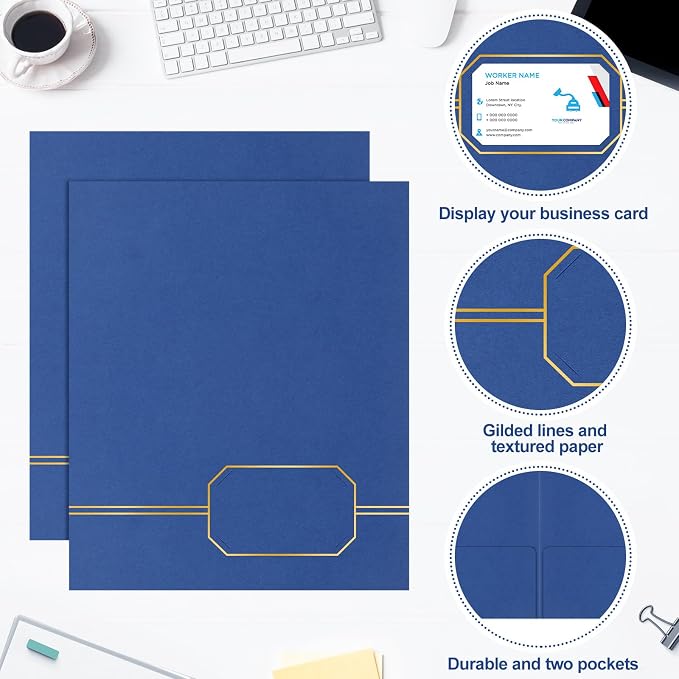 Kisston Executive Twin Pocket Folders Letter Size Blue - Image 3