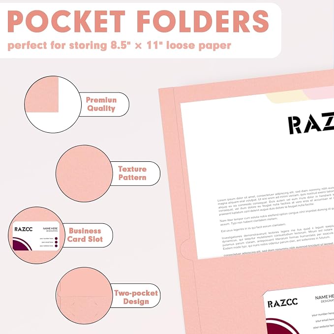 Two Pocket Folders, RAZCC 50 Pack 2 Pocket Folders Fit Letter Size Paper - Image 3