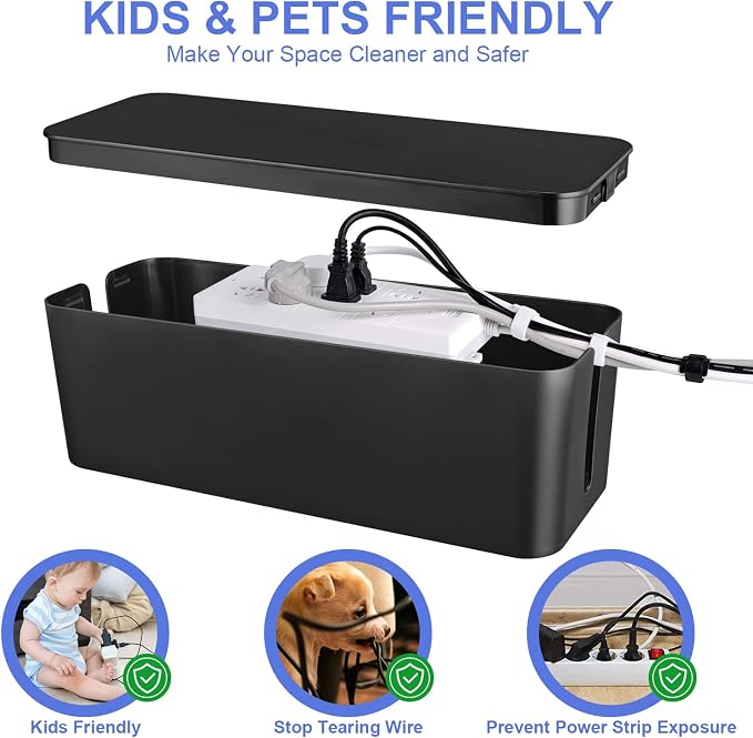 Cable Organizer Box Set of Three, Power Cover Cord Holder Surge Protector - Image 5