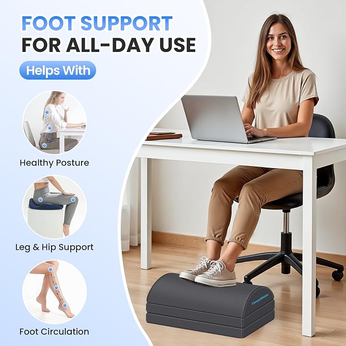 TranquilRelax Foot Rest for Under Desk at Work, Gaming Accessories Foot Stool - Image 4