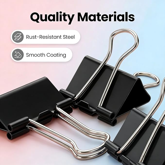 180 Pcs Binder Clips Assorted Sizes, 4 Sizes Cute Binder Clips Large Medium - Image 4