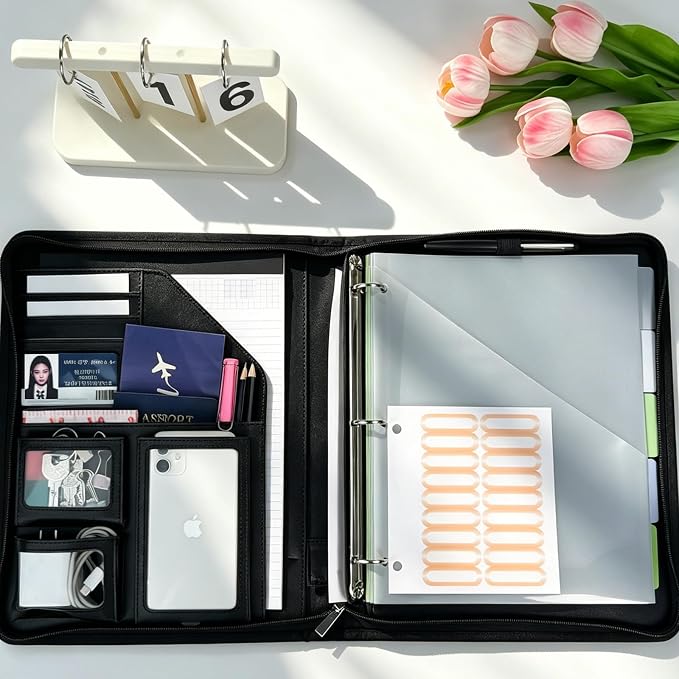 Clipboard with Storage for Men Women, Leather Padfolio Portfolio with Zipper - Image 2