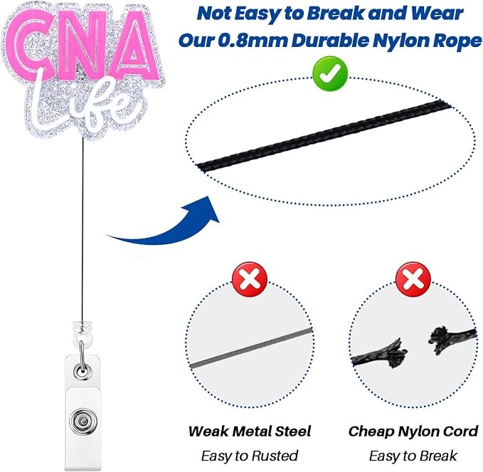 Funny CNA Badge Reel, Cute CNA Life Retractable ID Card Badge Holder, CNA Badge - Image 5