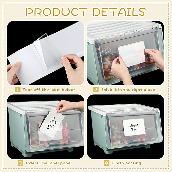 Jeyiour 100 Pcs Label Holders Adhesive Nameplate Pockets Storage Bin Labels - Image 6