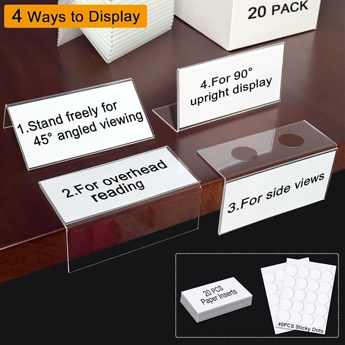 ChanQnTon L-Shape Acrylic Sign Holder, Price Tags, Food Labels - Image 2