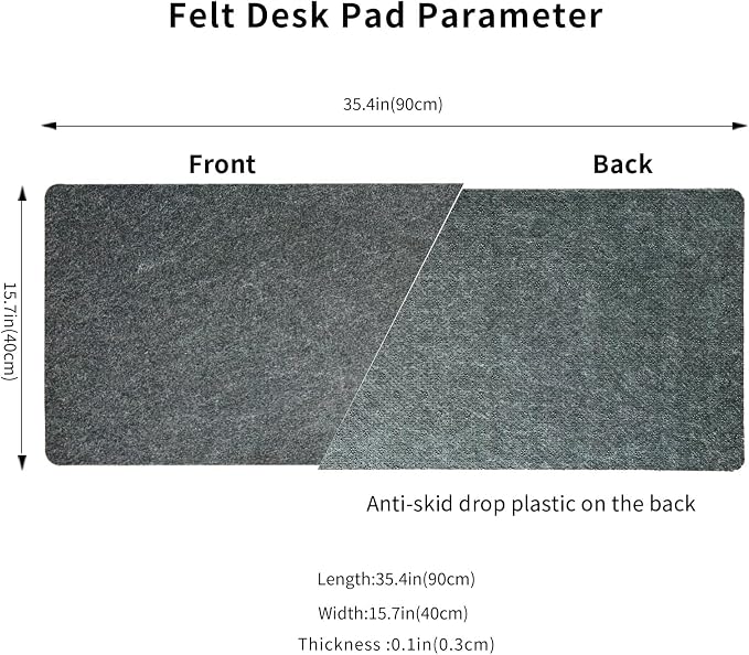 DAWNTREES Non-Slip Felt Desk Mat, 36 x 16 Inches Large Desk Pad Protector - Image 3
