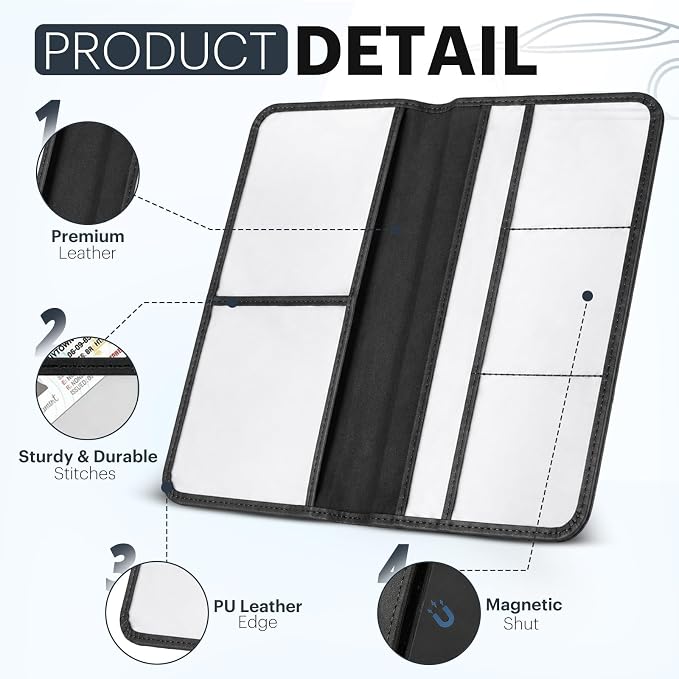 Car Registration and Insurance Card Holder, Magnetic Closure Leather Vehicle - Image 3