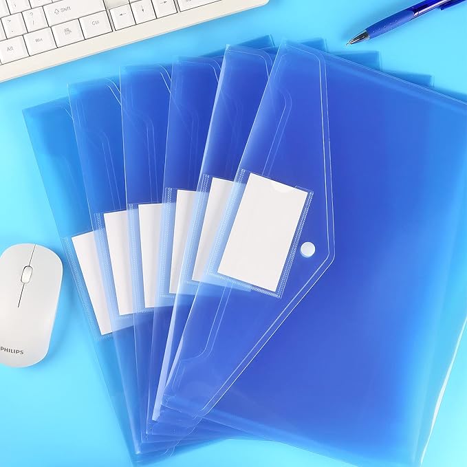 6 Pack Clear Document Folders Plastic Envelopes, A4 Size, - Image 6
