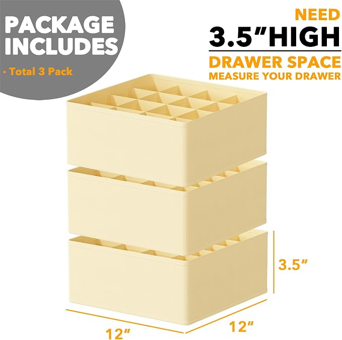 SpaceAid Sock Drawer Organizer Divider 3 Pack, 64 Cell Dresser Closet Nursery - Image 4