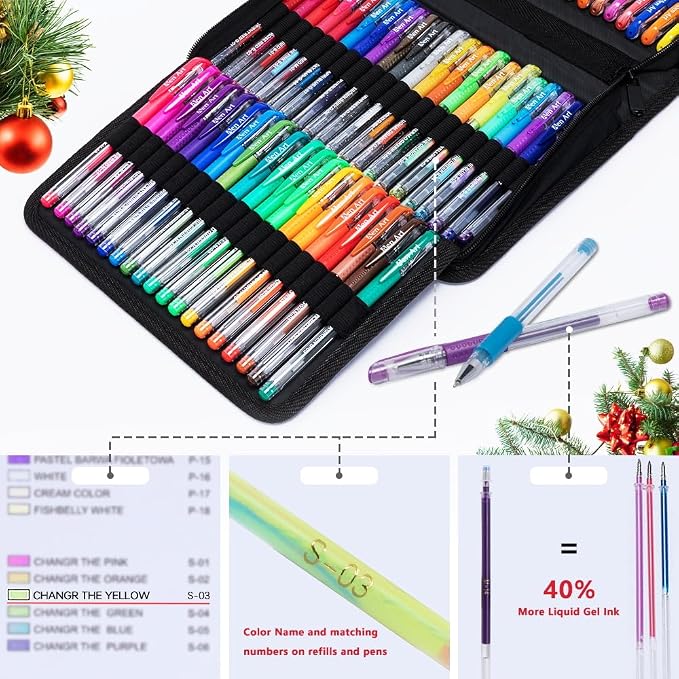 Aen Art Gel Pens for Adult Coloring Books, 160 Pack Artist Colored Gel Pen - Image 2