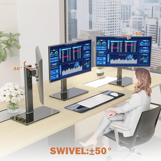 Single LCD Computer Monitor Free-Standing Desk Stand Mount Riser - Image 3
