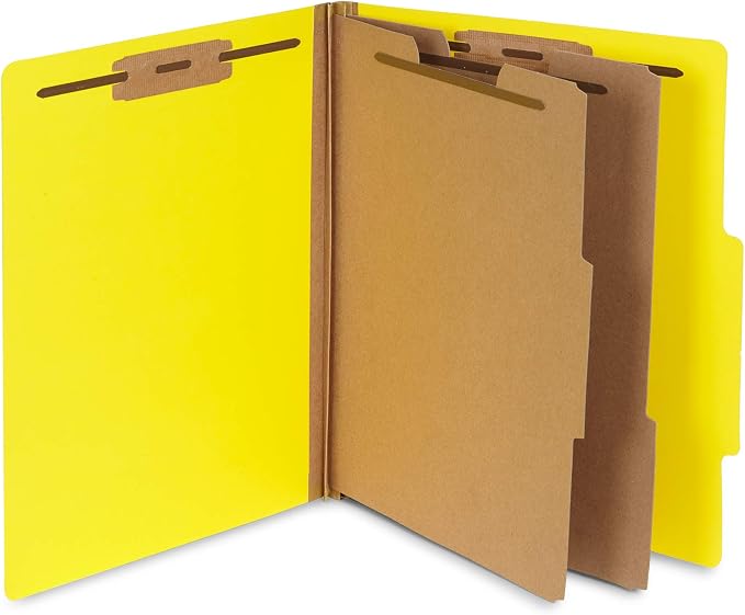 10 Yellow Classification Folders, 2 Divider, 2 Inch Expansions, Durable 2 by BlueSummitSupplies