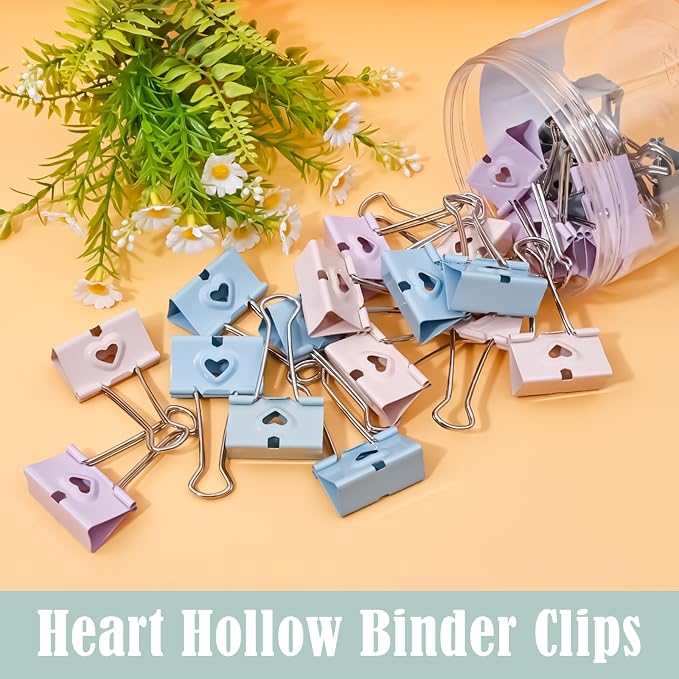 BAYTORY 24Pcs Pastel Binder Clips, 1.6 Inch Large Binder Clips, - Image 6