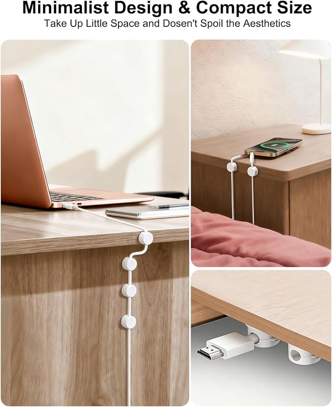 OneLeaf 8 Pack Magnetic Cable Clips, Rotatable Cable Management Clips - Image 5