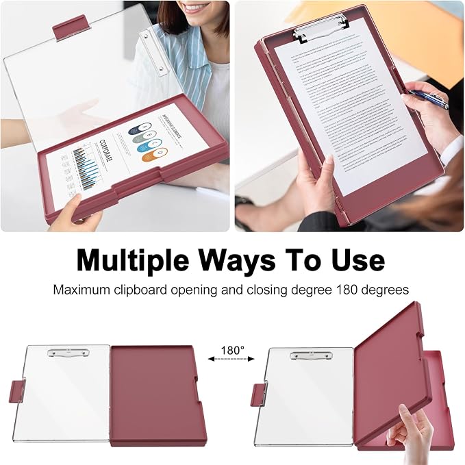 Piasoenc Clipboard with Storage, 8.5 x 11 Clip Boards with 2 Storage, Folio & - Image 3