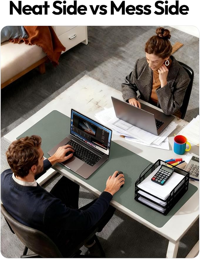 YSAGi Leather Desk Protector, Office Mat, Large Mouse Mat, Non-Slip PU Leather - Image 6