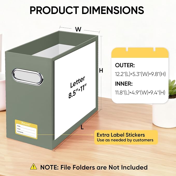 BALEINE File Organizer Box, Cardboard File Folder Organizer - Image 3