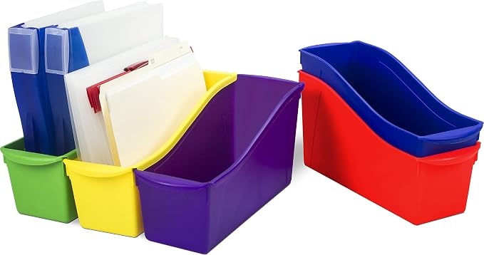 Storex Large Book Bin, Linking Storage Bin, Dry Erase Surface, 14.3 x 7 x 5.3 - Image 2