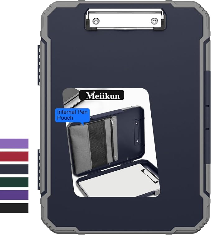 Meiikun Clipboard with Storage, Rugged Shockproof Protective, Internal Pen by Meiikun