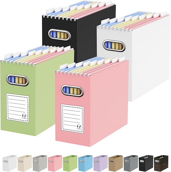 Oterri File Organizer Box, Portable Collapsible Cardboard File Folder Organizer by Oterri
