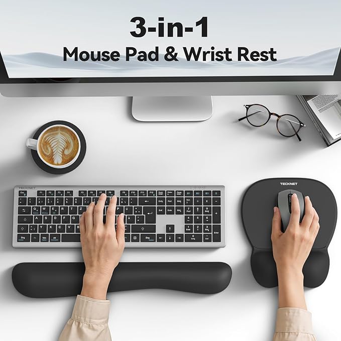 TECKNET Gel Mouse Pad with Wrist Rest, 3 in 1 Keyboard Wrist Rest - Image 2