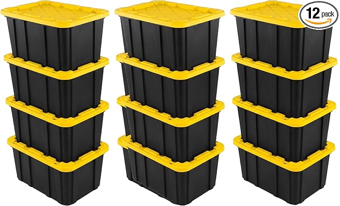 Sterilite 12-Pack Industrial Tote, Plastic Storage Container Bins by Sterilite