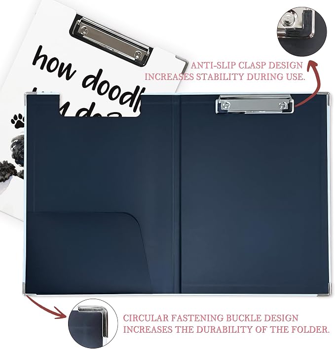 Funny Black Doodle Clipboard, Cute Puppy Dog Clipboard - Image 4