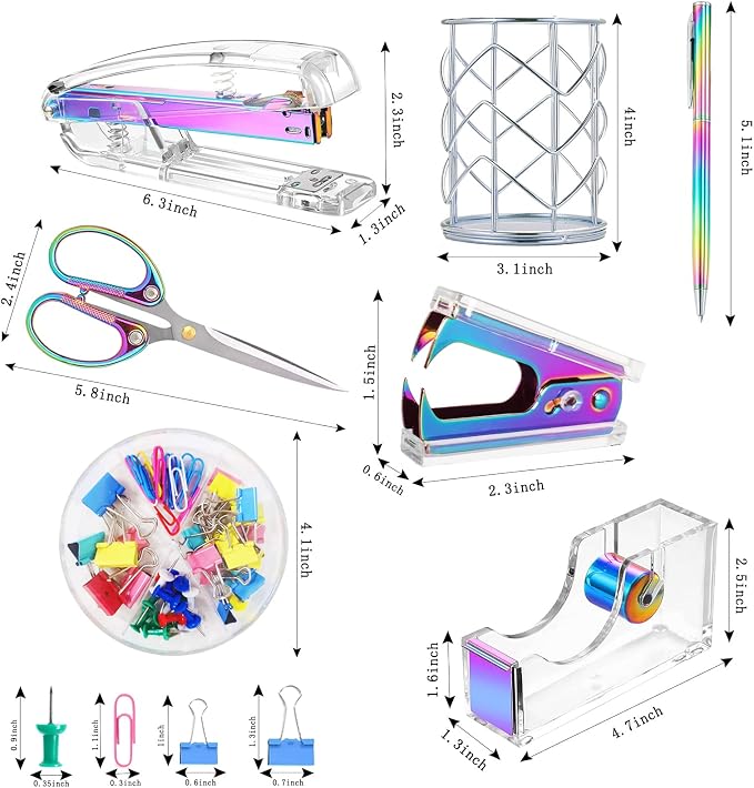 Famassi Dream Color Acrylic Stapler and Tape Dispenser Set, Office Supplies - Image 2