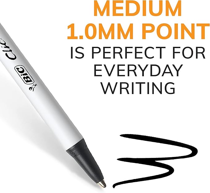 BIC Clic Stic Black Retractable Ballpoint Pens, Medium Point, 12-Count Pack - Image 3