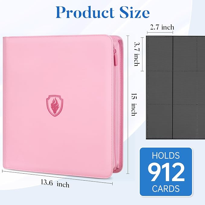 Premium Zip Card Binder 12 Pocket, Fabmaker 912 Pockets Trading Card Binder - Image 3