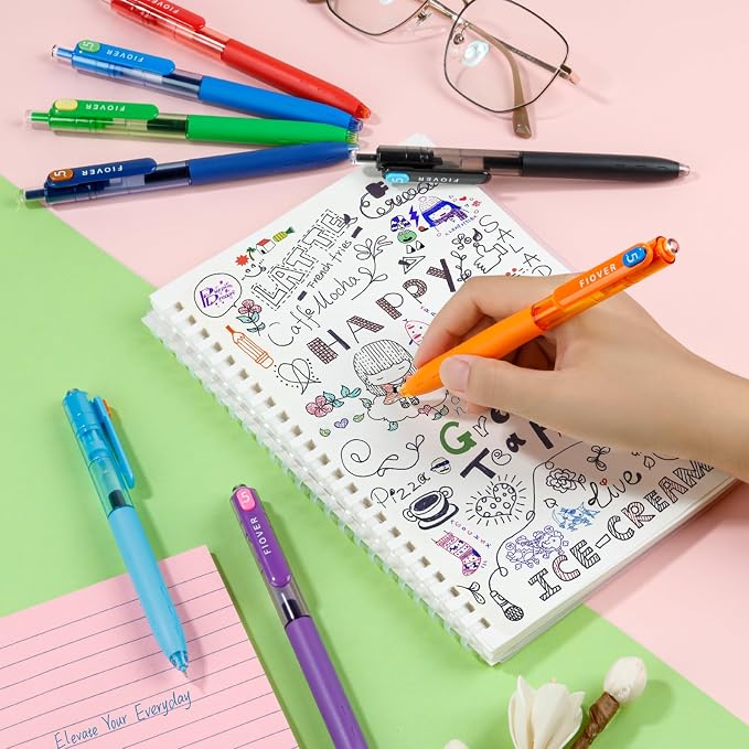 FIOVER Colored Gel Pens, 0.5mm Quick Dry Ink Fine Point Smooth Writing Colorful - Image 4