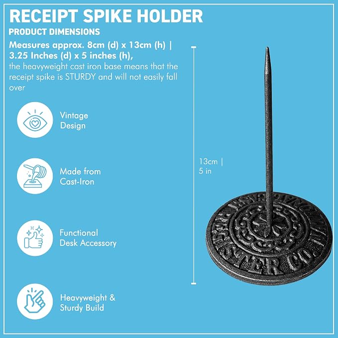 Thorness Vintage cast Iron Cash Register Receipt Spike Paperweight | Desk - Image 4