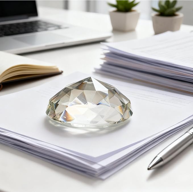 Round Faceted Clear Crystal Paperweight Set of 2, K9 Transparent Diamond Shape - Image 7