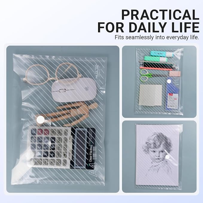 60 Pack, Plastic Envelopes – Transparent Waterproof Reusable File Folders - Image 7