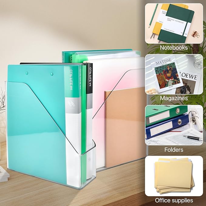 2 Pack Acrylic Magazine File Holder, A4 Vertical File Organizer - Image 6