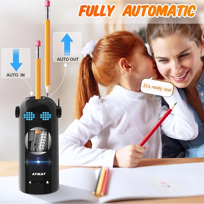 AFMAT Electric Pencil Sharpener, Fully Automatic Colored Pencil Sharpener - Image 2