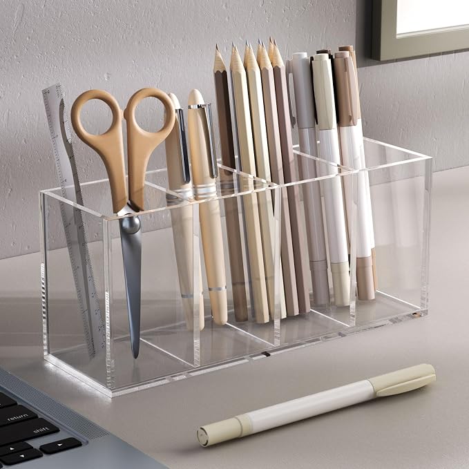 NIUBEE Acrylic Pen Holder 4 Compartments - Image 3
