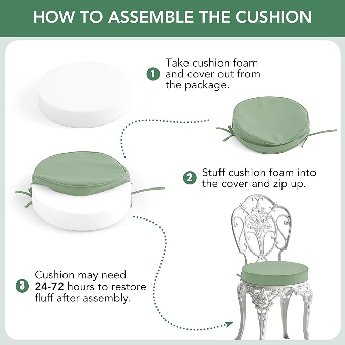 Summsun Outdoor Bistro Chair Cushions Set of 4, Sage Green - Image 8