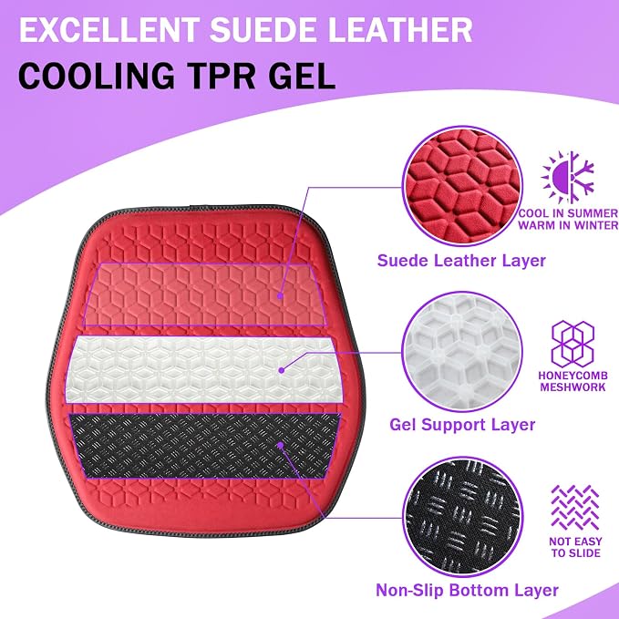 Thin Premium Gel Seat Cushion for Car Seat, Office Chair, Wheelchair, Golf Cart - Image 3