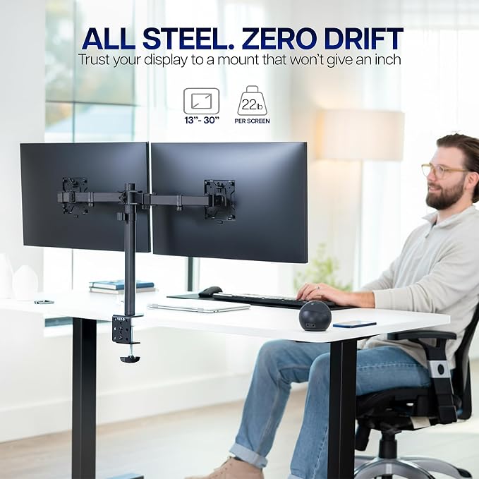 VIVO Dual Monitor Desk Mount, Holds 2 Computer Screens up to 30 inches and - Image 2