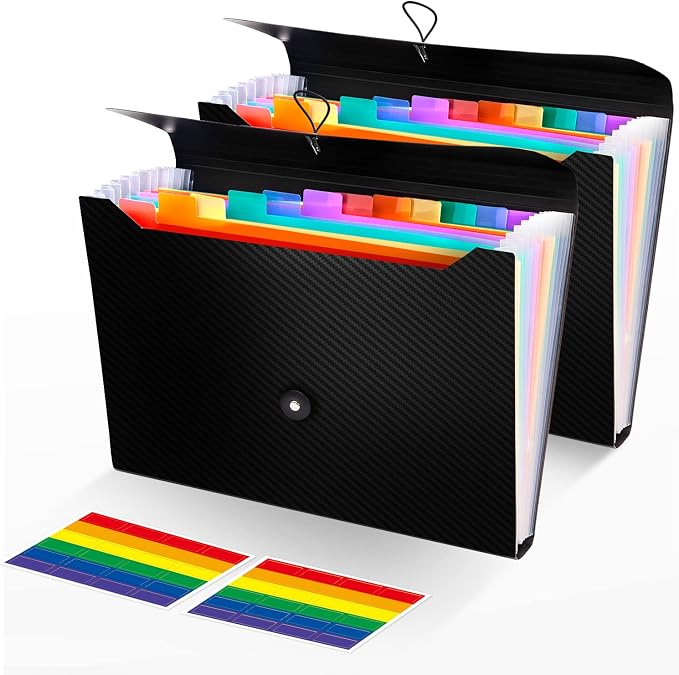 2Pcs Expanding File Folder, 13 Pockets Accordion File Holder Organizer by Nicecho