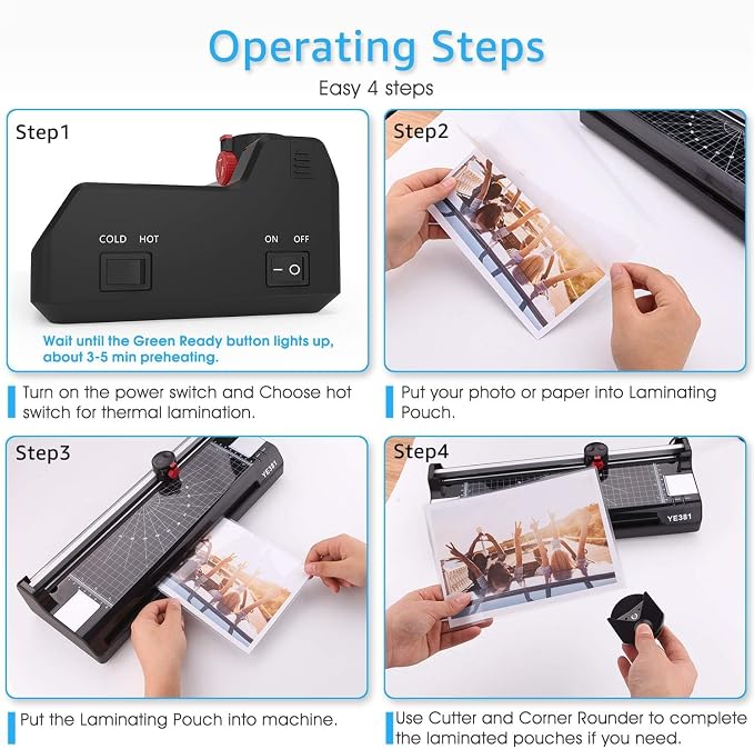 Laminator Machine for A3/A4/A6, YE381 13inch Thermal & Cold Laminating Machine - Image 6