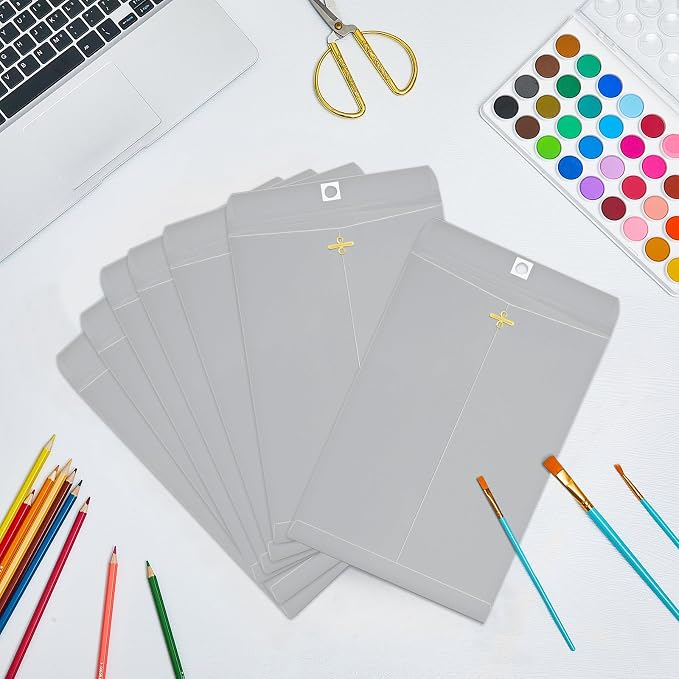 Geyee 100 Pcs Clasp Manilla Envelopes 6 x 9 Inch Gummed Colored Envelopes - Image 4