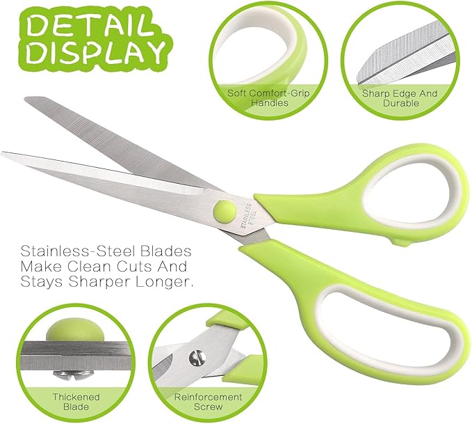 Scissors All Purpose Scissors for Office Home School, Soft Comfort-Grip - Image 3