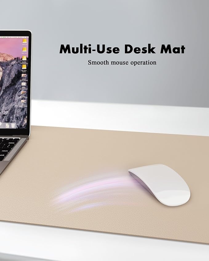 YSAGi Double-Sided Desk Pad, 23.6"x13.7" Leather Desk Mat, Eco Cork Desk Pad - Image 5