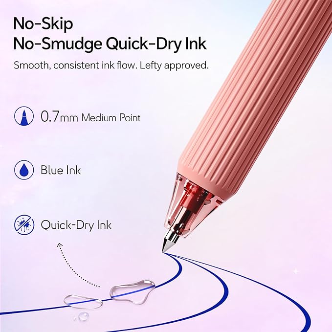 WRITECH Gel Pens Fine Point: Blue Ink 0.7mm Retractable 4ct Smooth Writing - Image 2