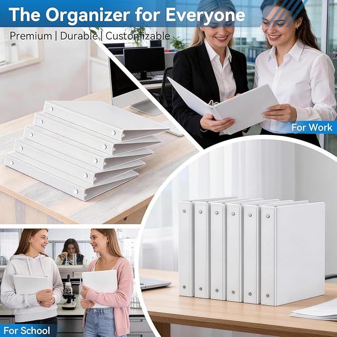 SUIN 1-inch 3 Ring Binder with 2 Pockets, PVC Free, and School, 6 Pack - Image 7