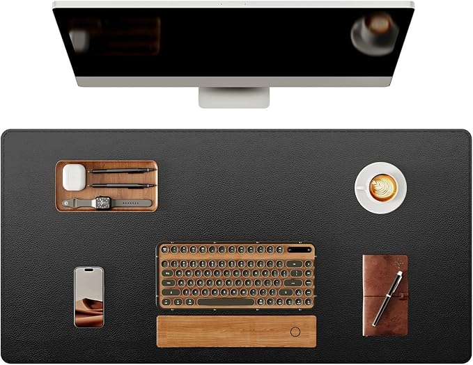 YSAGi Genuine Leather Desk Mat, 31.5"x15.8" Leather Desk Mat, Office Desk Pad by YSAGi