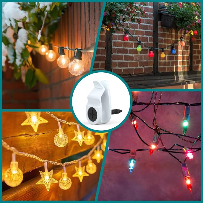 Hooks for Outdoor String Lights Clips, Christmas Light Clips Weatherproof - Image 5