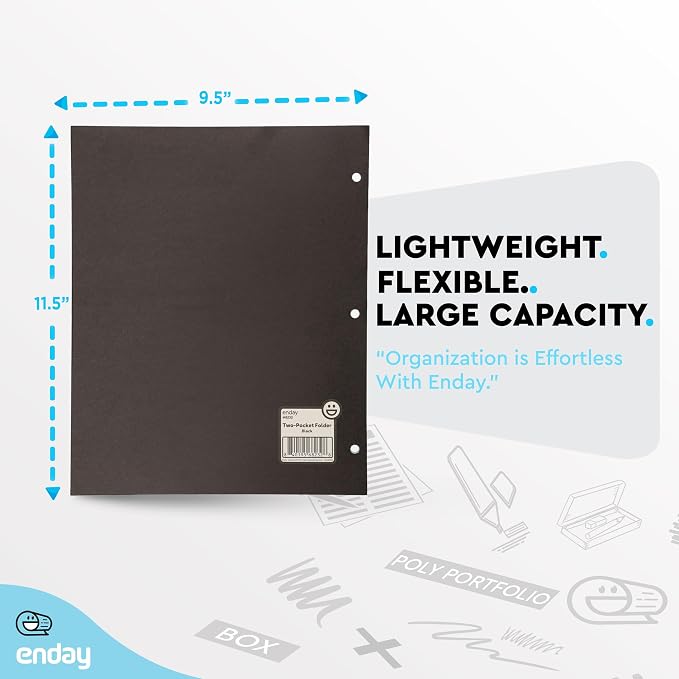 Black Paper Folders with Pockets - Image 5